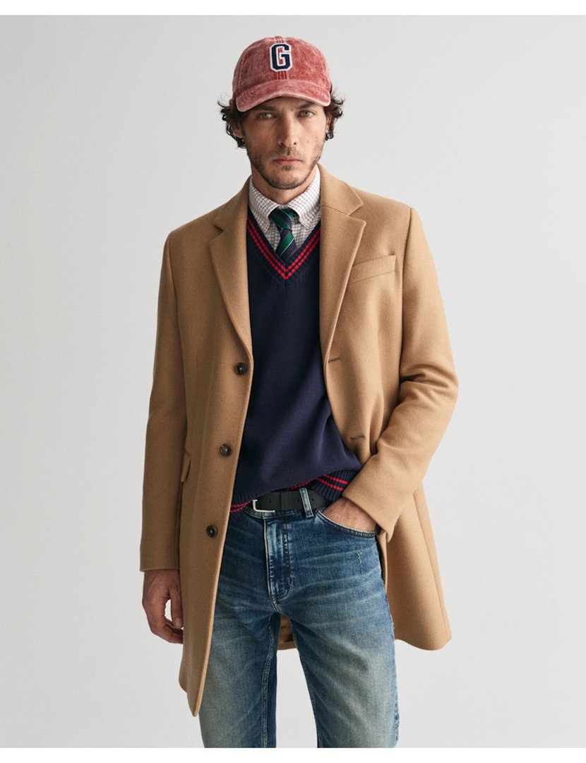 Sobretudo clássico em lã Bege