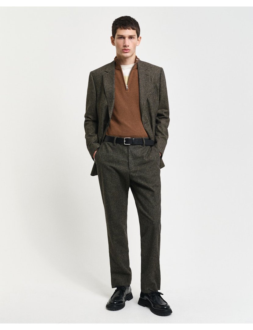 Calças de Fato Slim Donegal Castanho