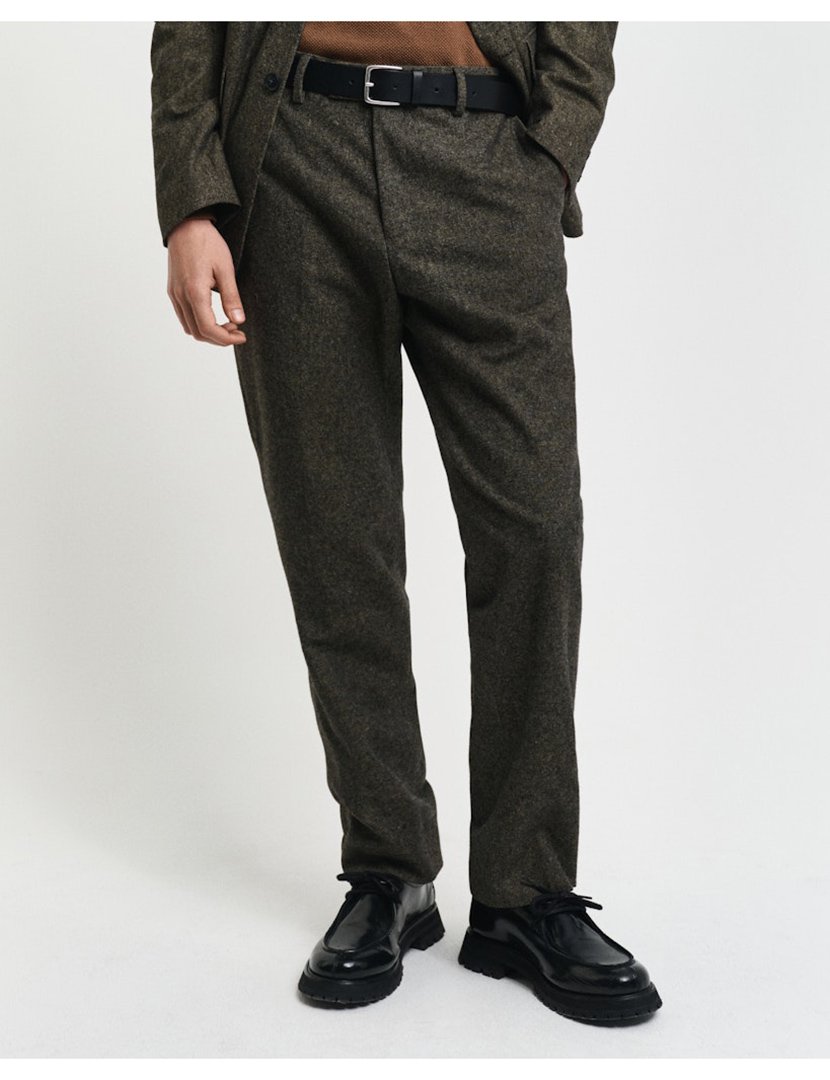 Calças de Fato Slim Donegal Castanho