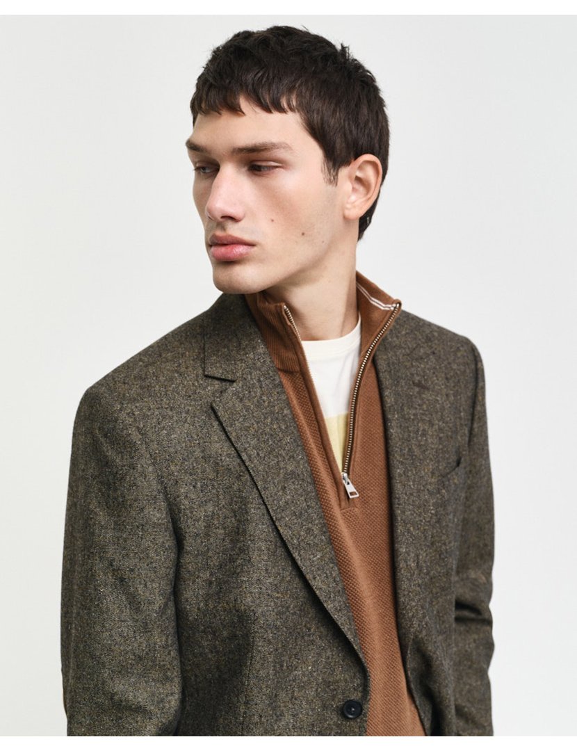 Blazer de Fato slim fit Castanho