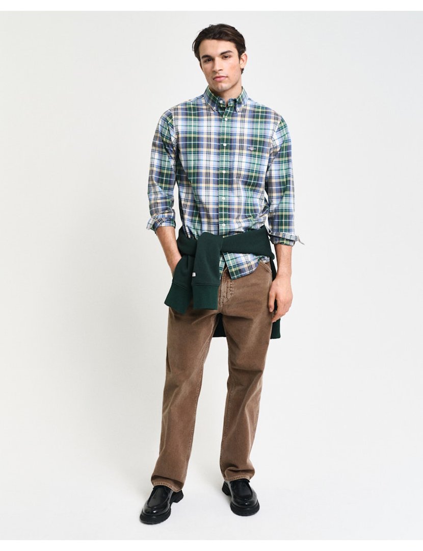 Camisa de manga comprida xadrez Verde