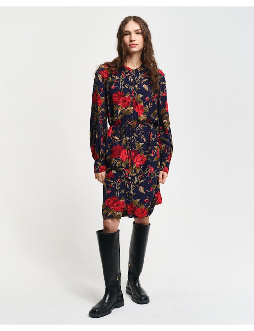 Vestido midi floral Azul