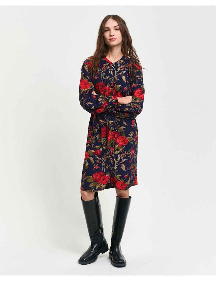 Vestido midi floral Azul