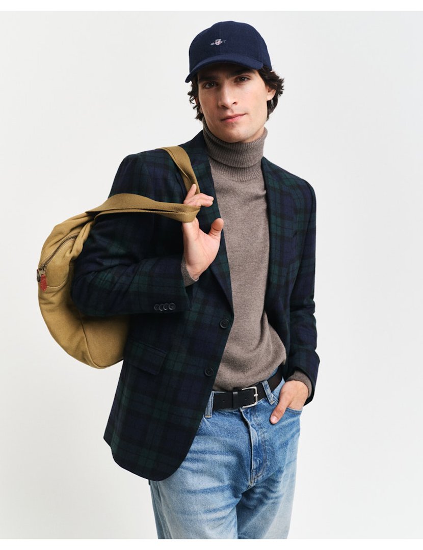 Blazer slim de xadrez Azul