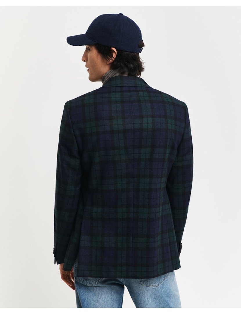 Blazer slim de xadrez Azul