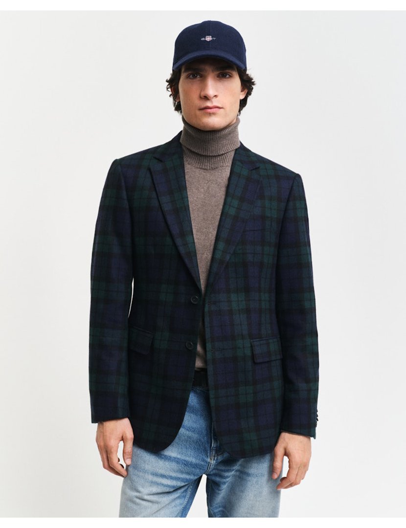 Blazer slim de xadrez Azul