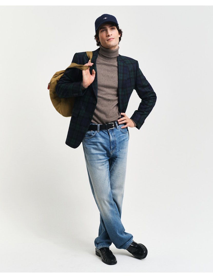 Blazer slim de xadrez Azul