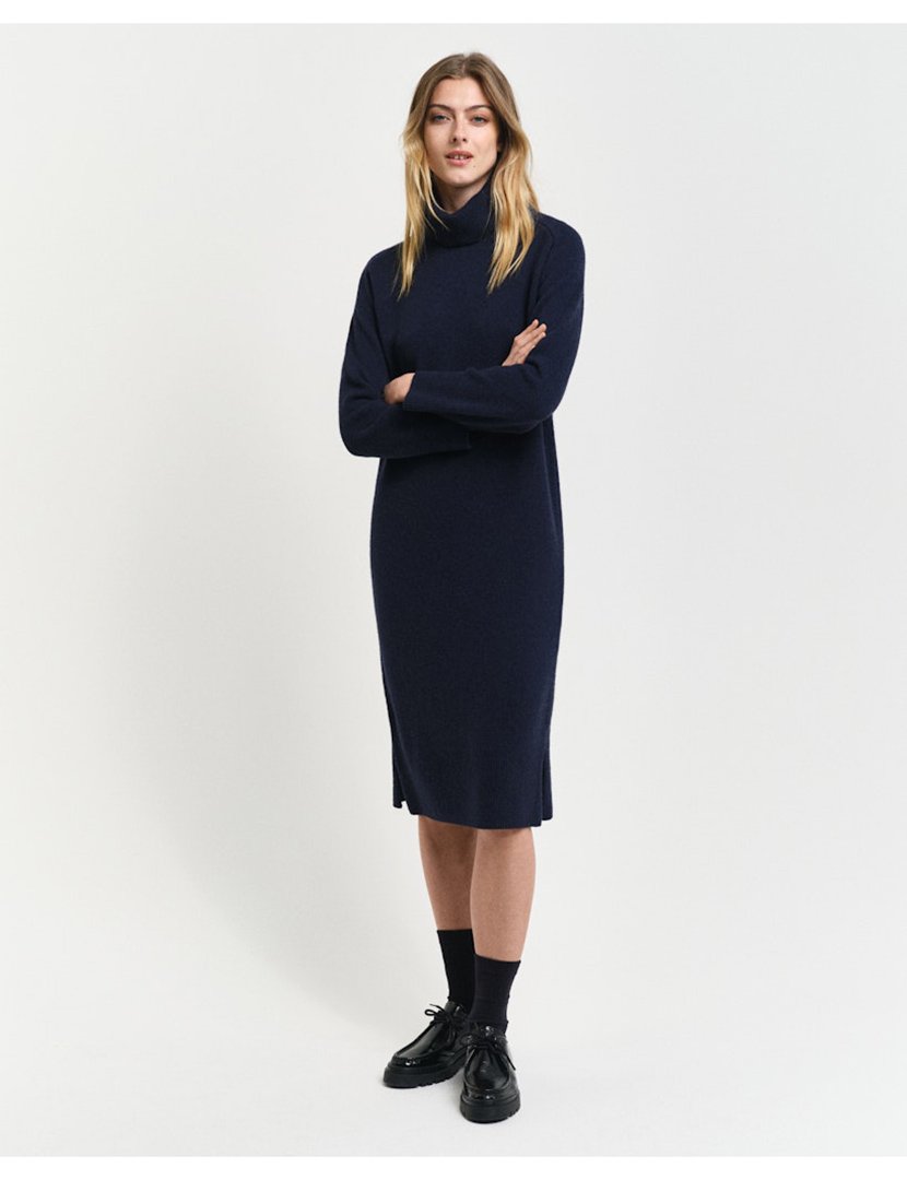 Vestido midi Herringbone Azul