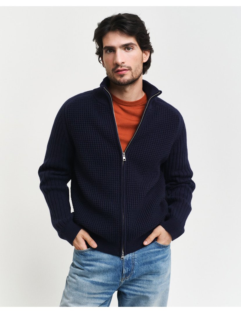 Cardigan com fecho Azul