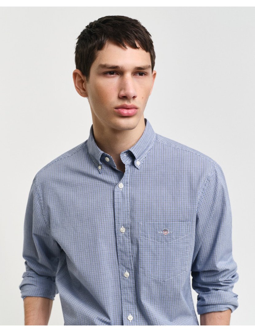 Camisa de manga comprida gingham Azul