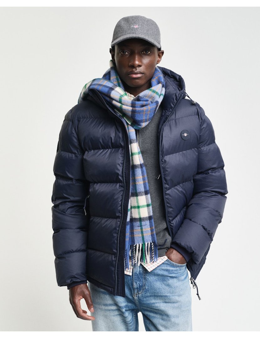 Cachecol de lã xadrez Azul