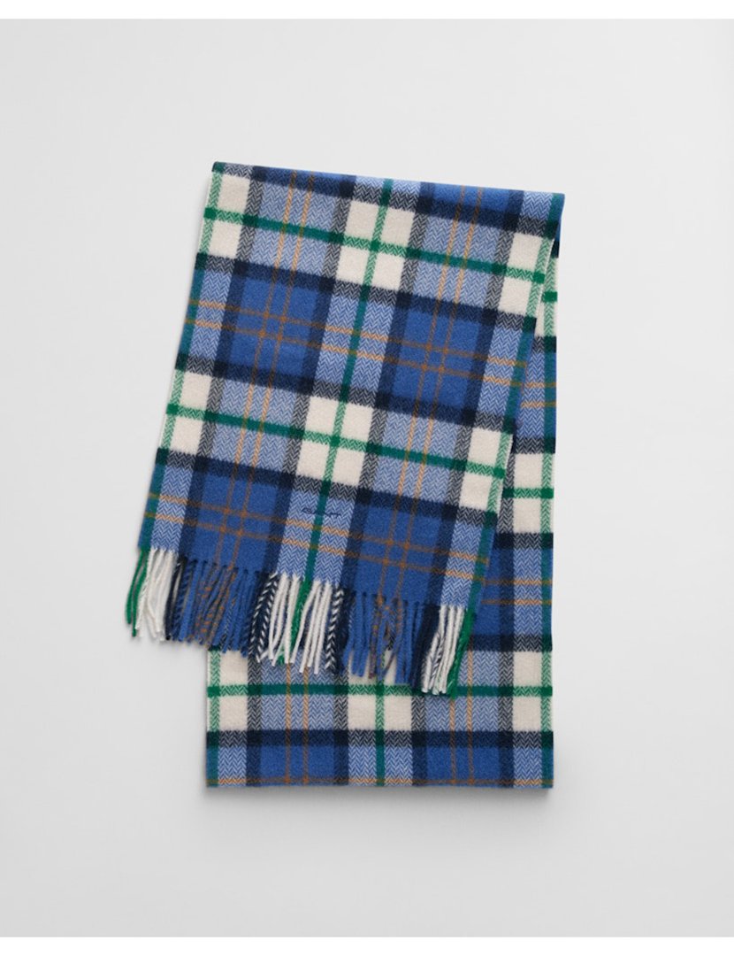 Cachecol de lã xadrez Azul