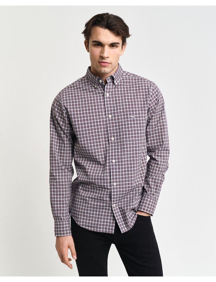 Camisa de manga comprida xadrez Vermelho