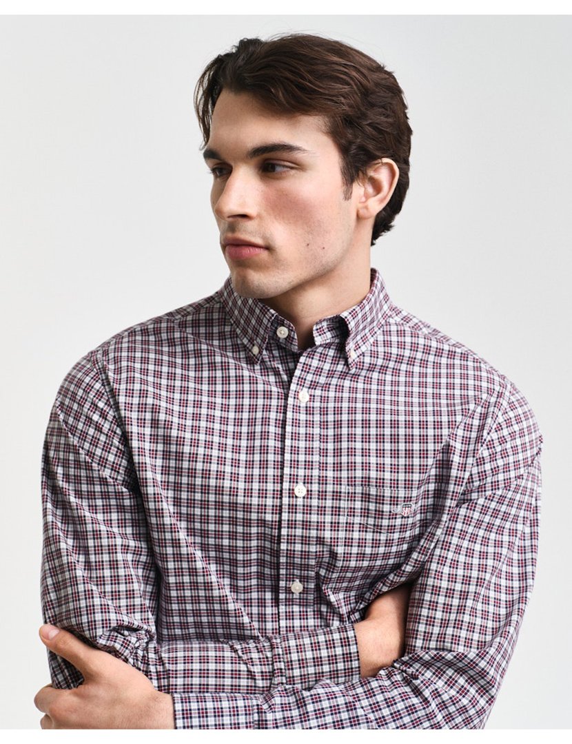 Camisa de manga comprida xadrez Vermelho