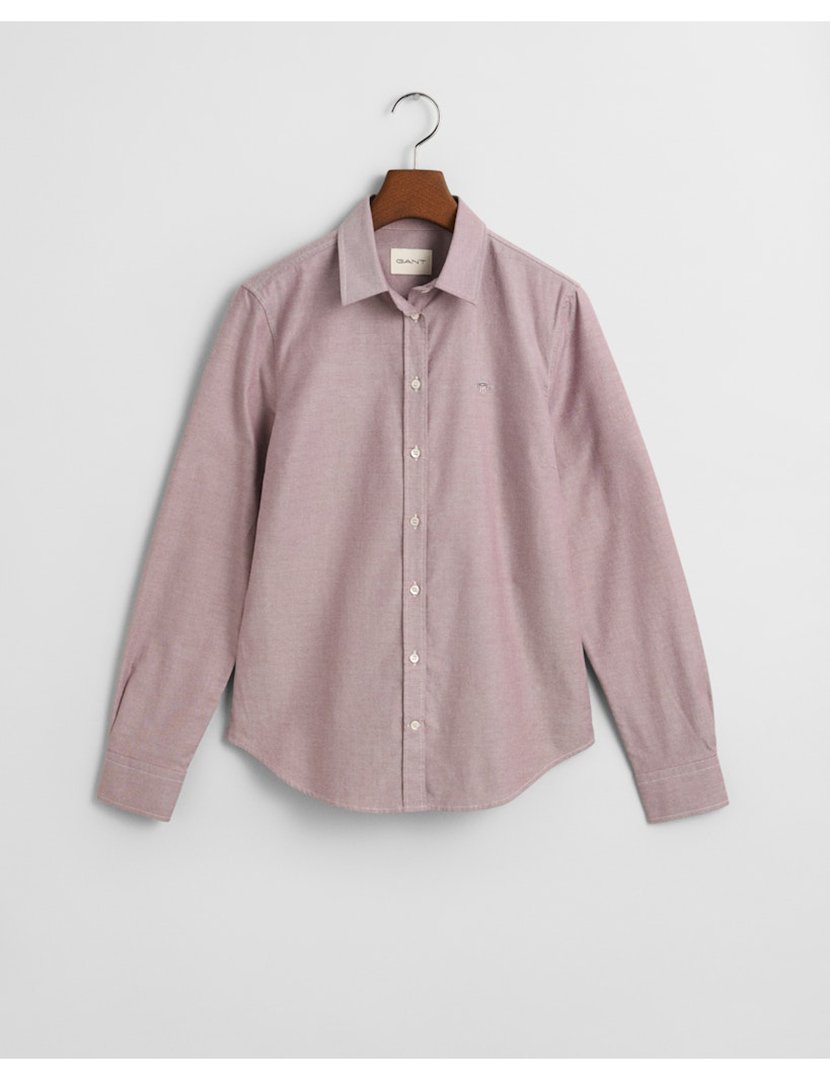 Camisa de manga comprida slim oxford Vermelho