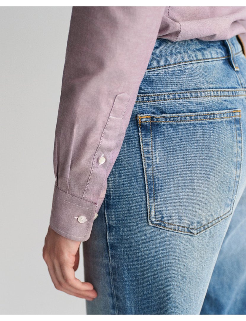 Camisa de manga comprida slim oxford Vermelho