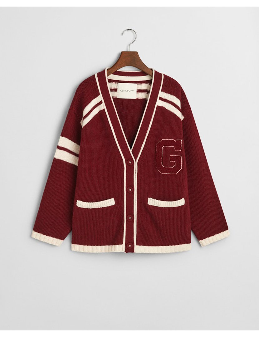 Cardigan Varsity de malha com butões Vermelho