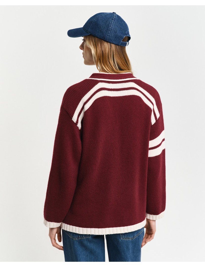 Cardigan Varsity de malha com butões Vermelho
