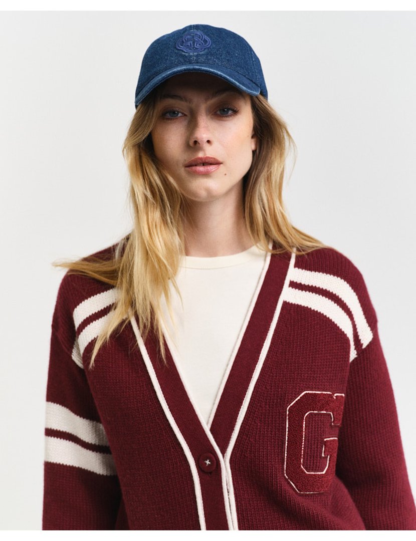 Cardigan Varsity de malha com butões Vermelho