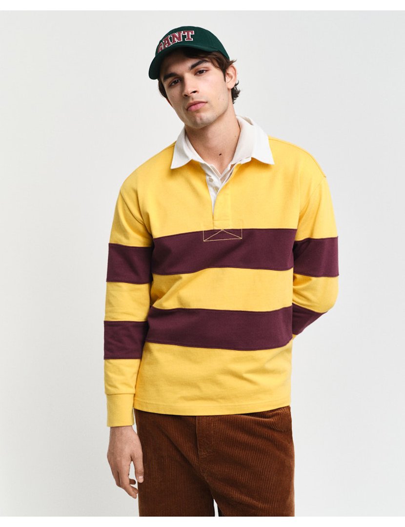 Pólo de manga comprida riscas Amarelo