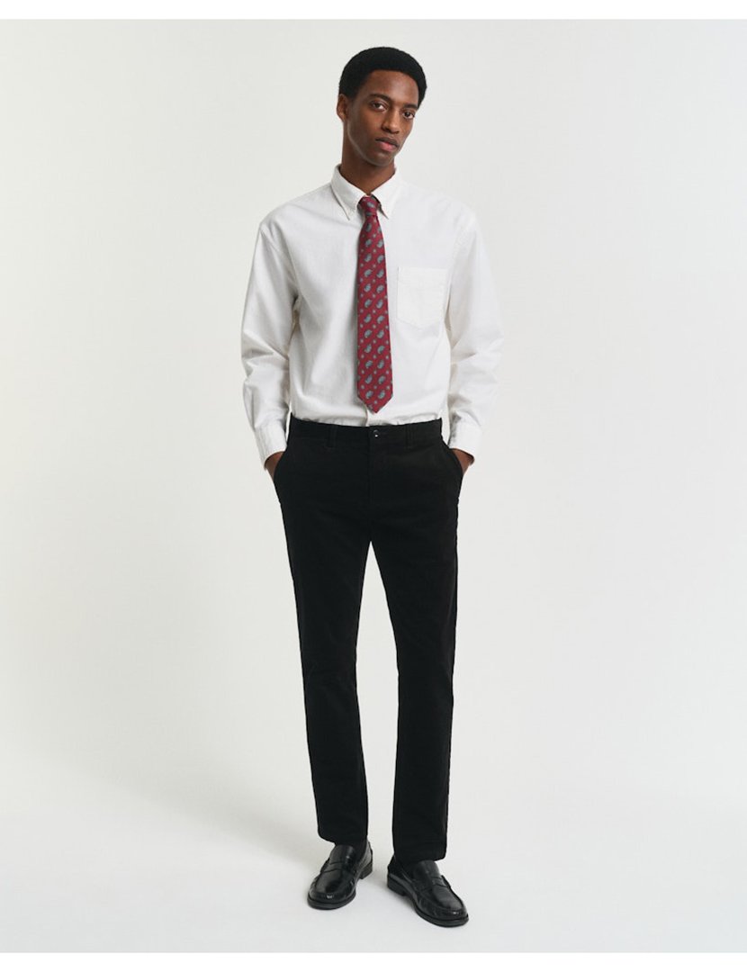 Calças Slim Cord Chino Preto