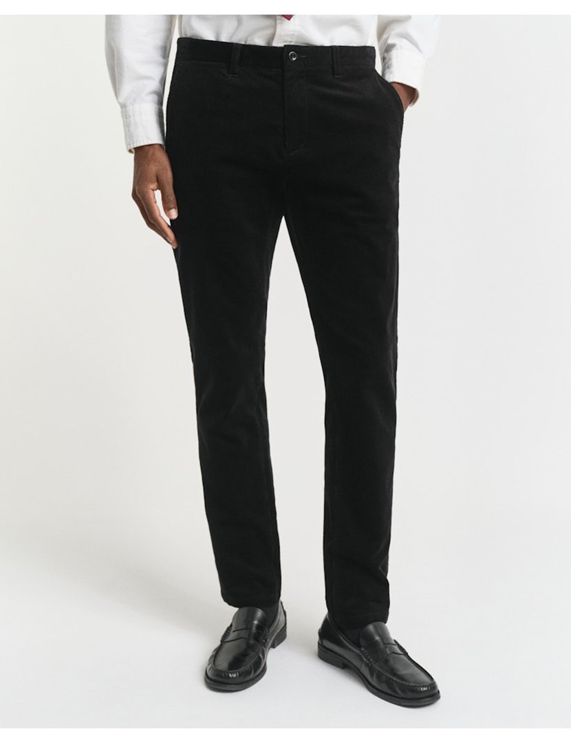 Calças Slim Cord Chino Preto
