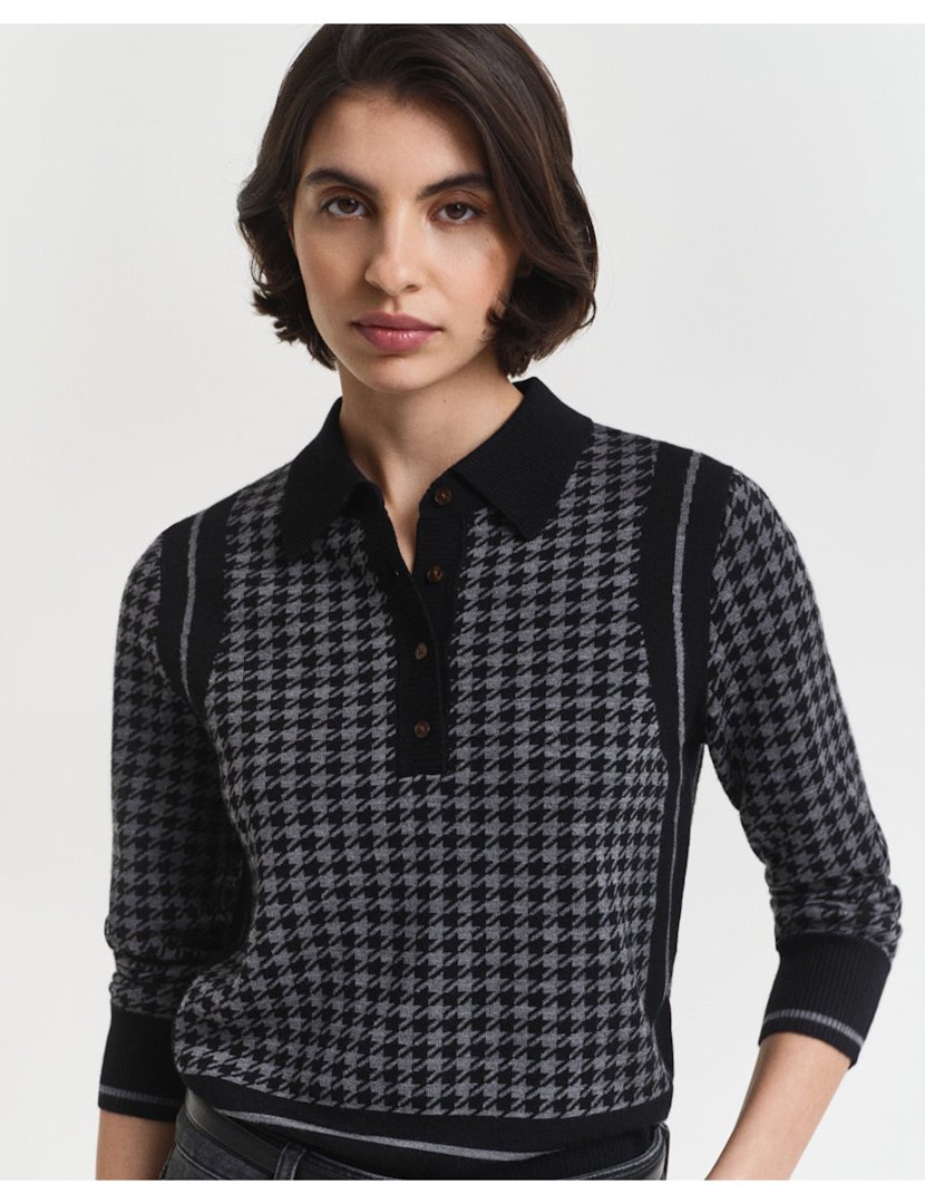 Pólo de manga comprida Preto