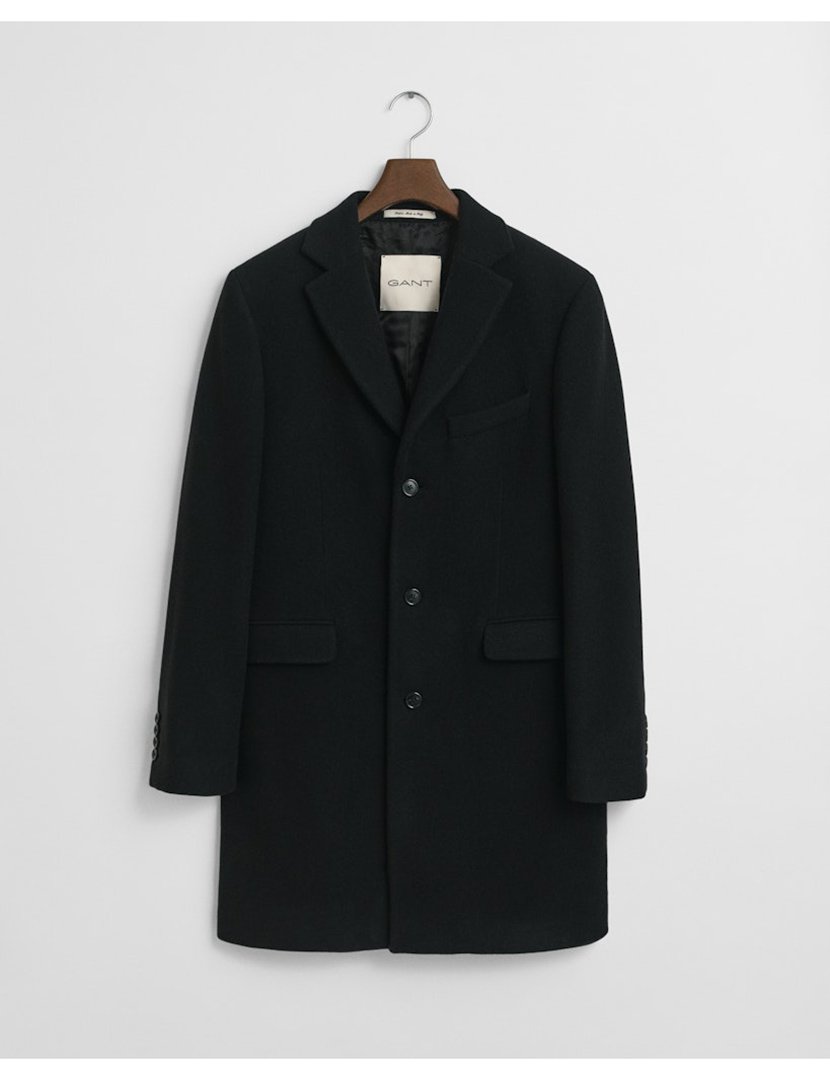 Sobretudo de lã clássico Preto