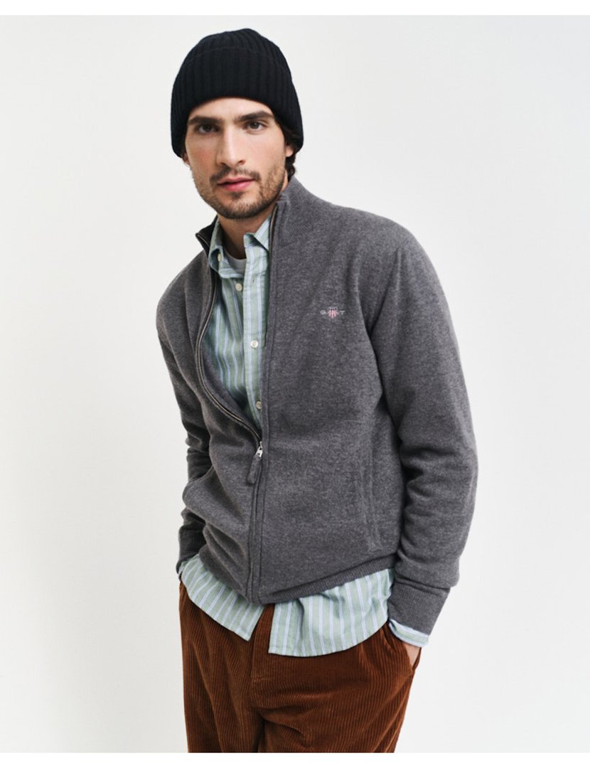 Cardigan com fecho Cinzento