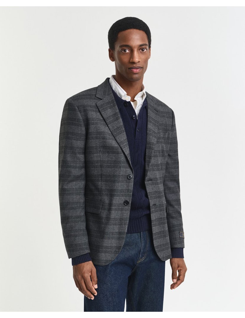Blazer de Fato Glencheck Cinzento