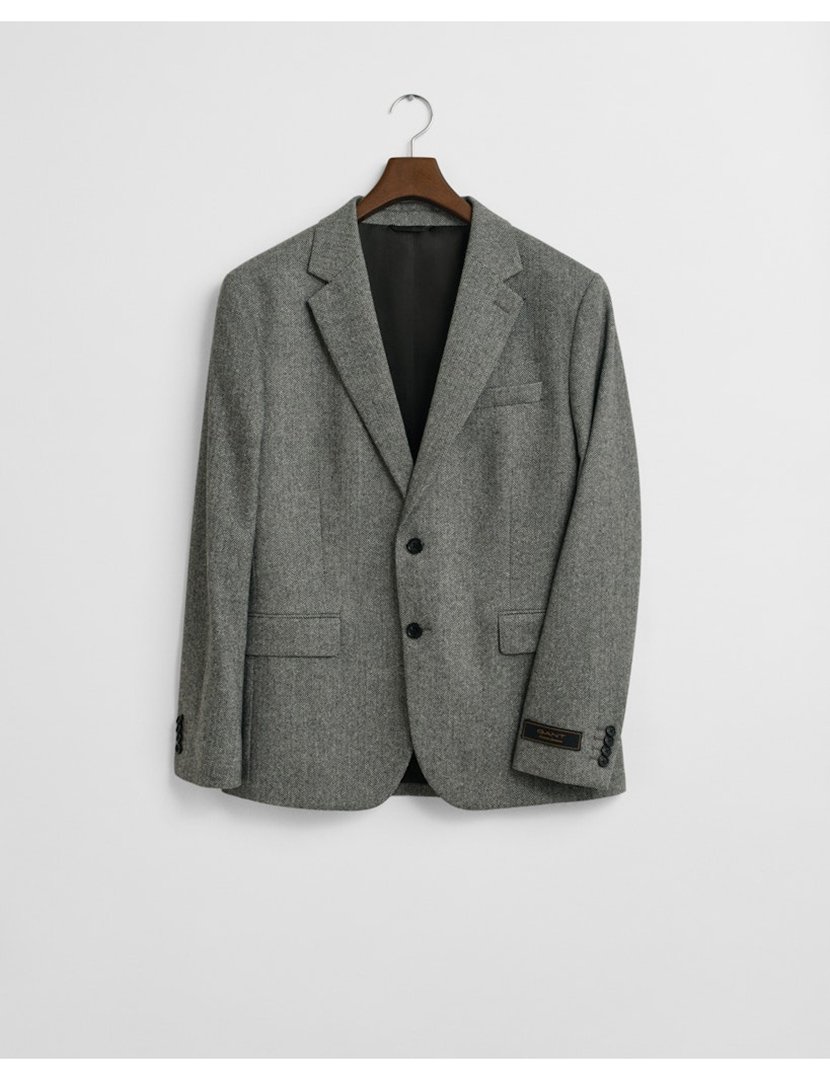 Blazer de flanela Herringbone Cinzento