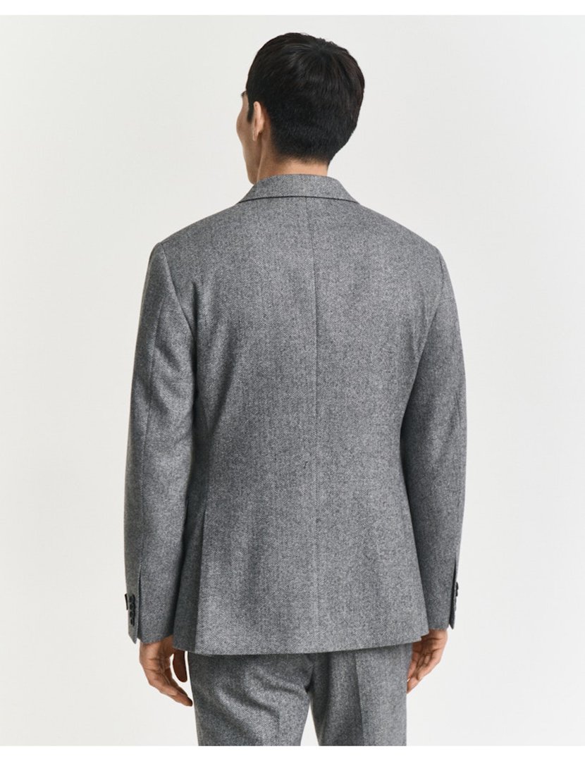Blazer de flanela Herringbone Cinzento