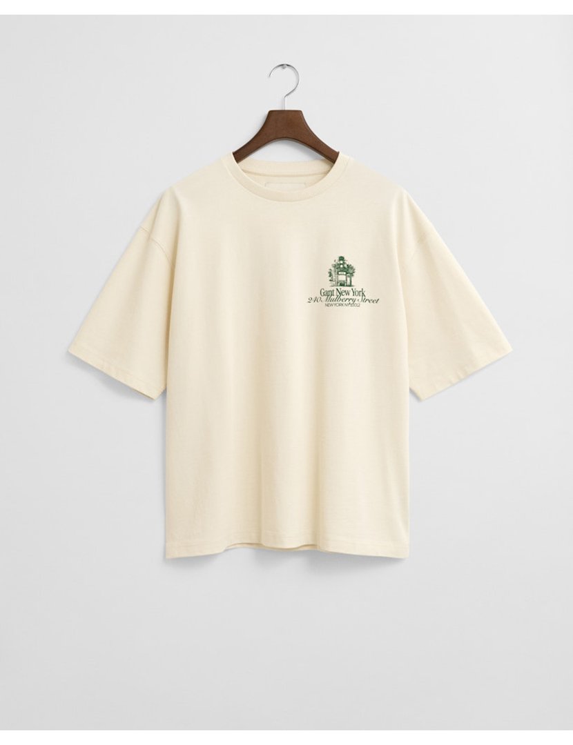 T-shirt Gráfica Bege