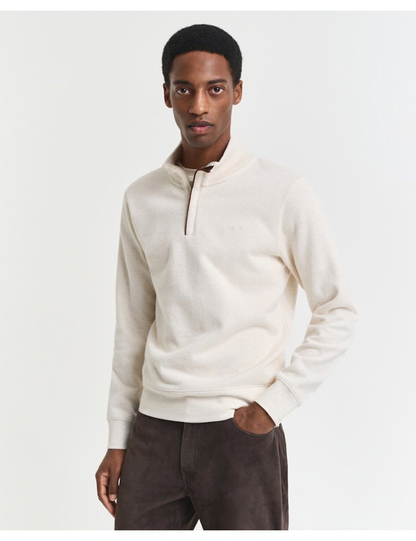 Sweatshirt halp-zip Bege