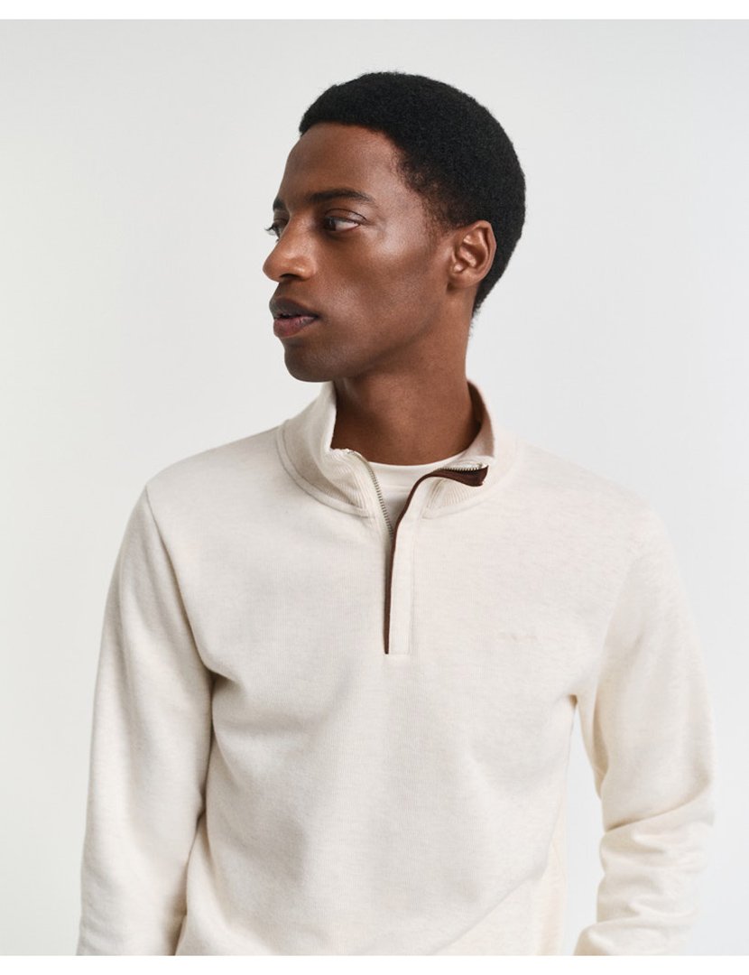 Sweatshirt halp-zip Bege