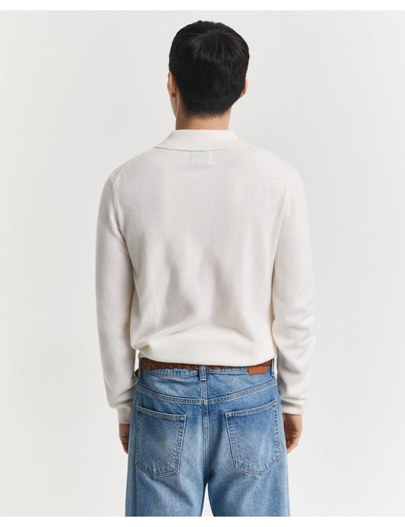 Pólo de manga comprida de lã Bege