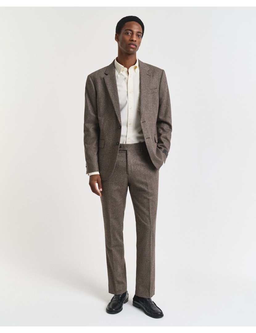 Calças de Fato flanela Castanho