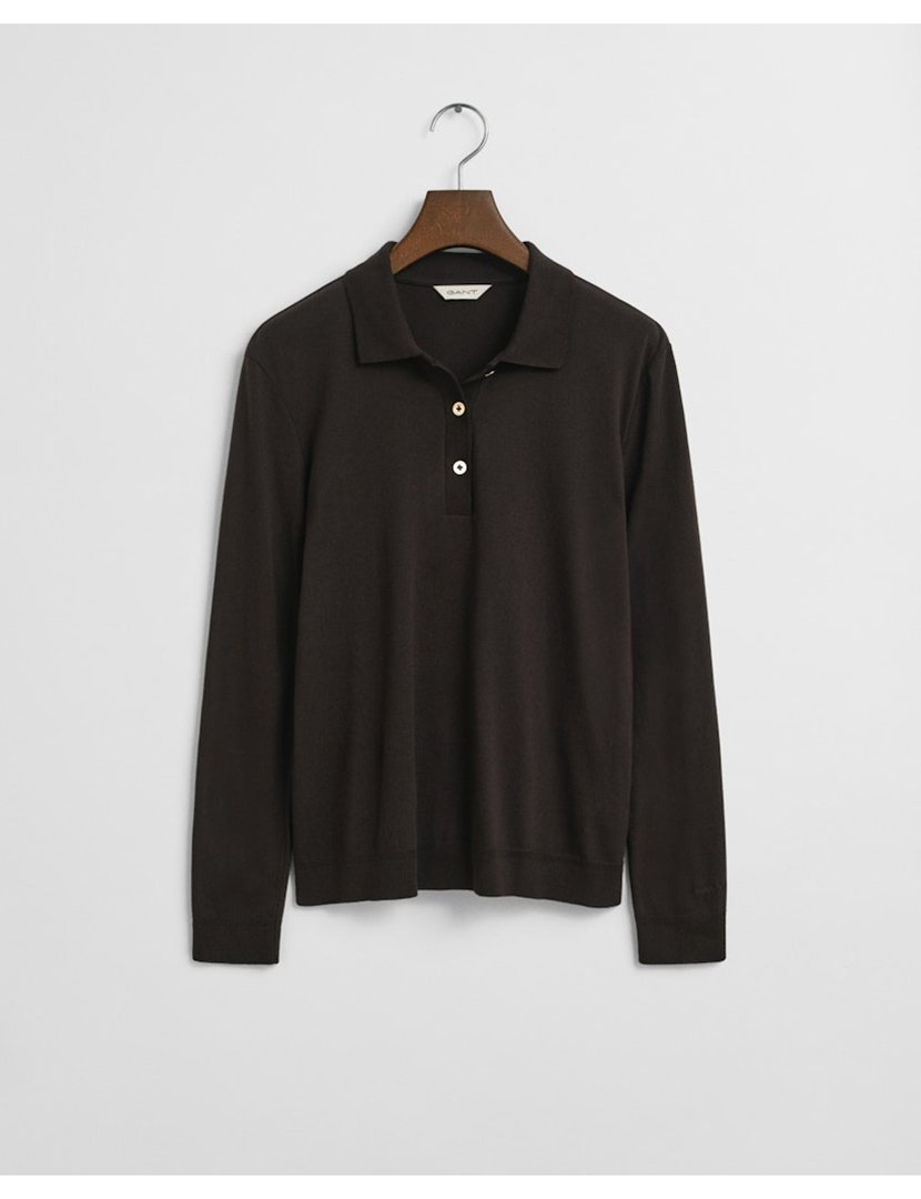 Pólo de manga comprida Castanho