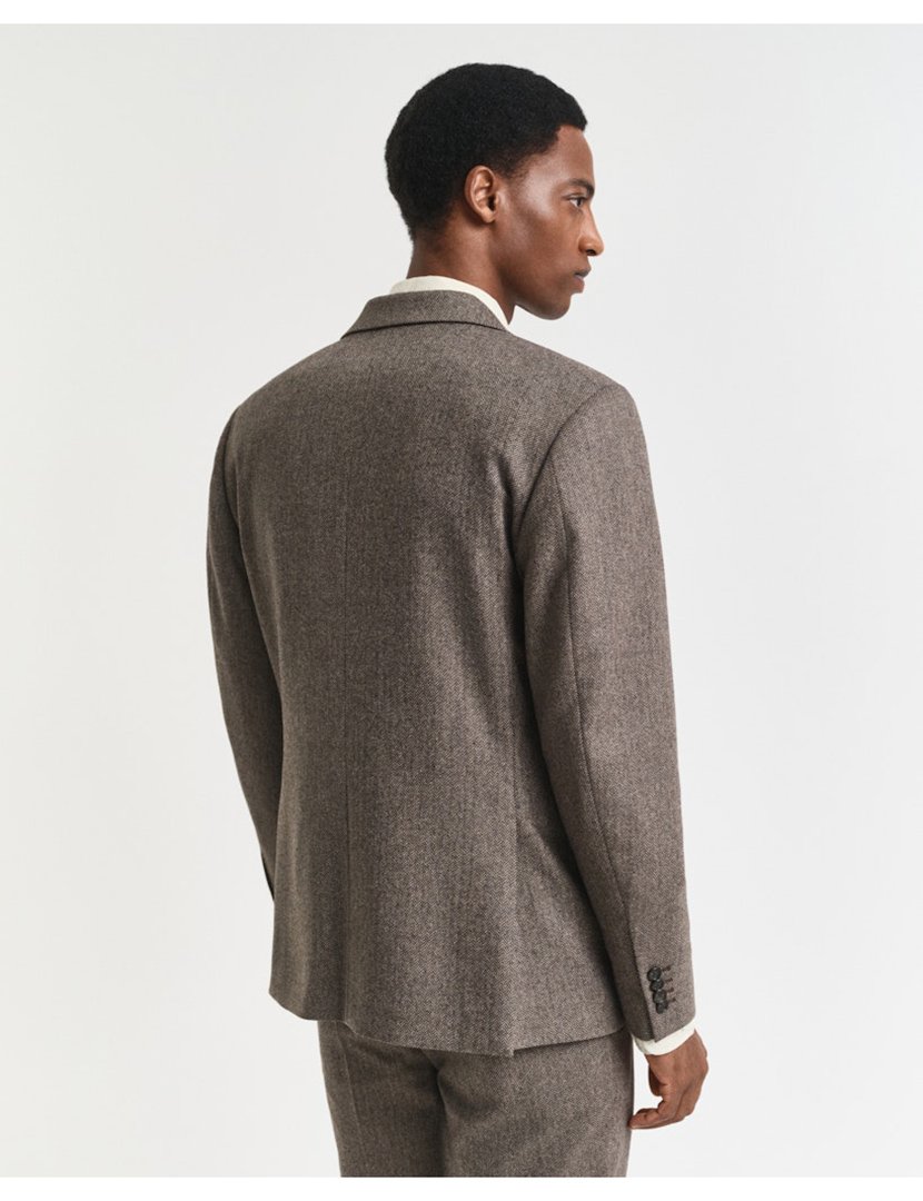 Blazer de flanela Herringbone Castanho