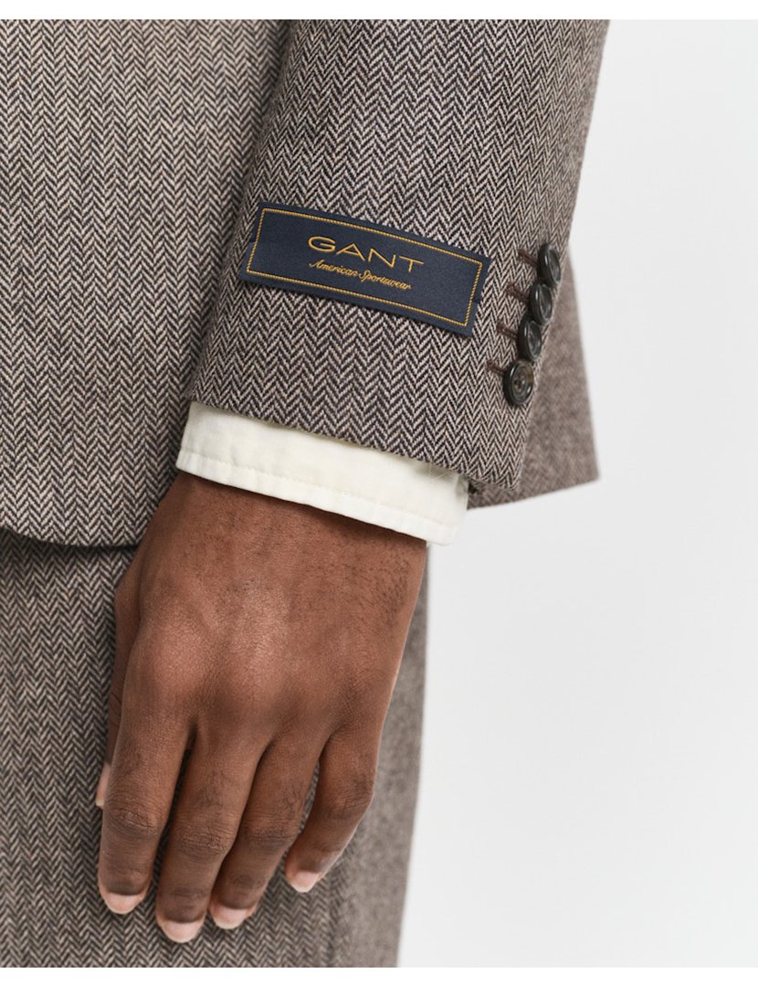 Blazer de flanela Herringbone Castanho