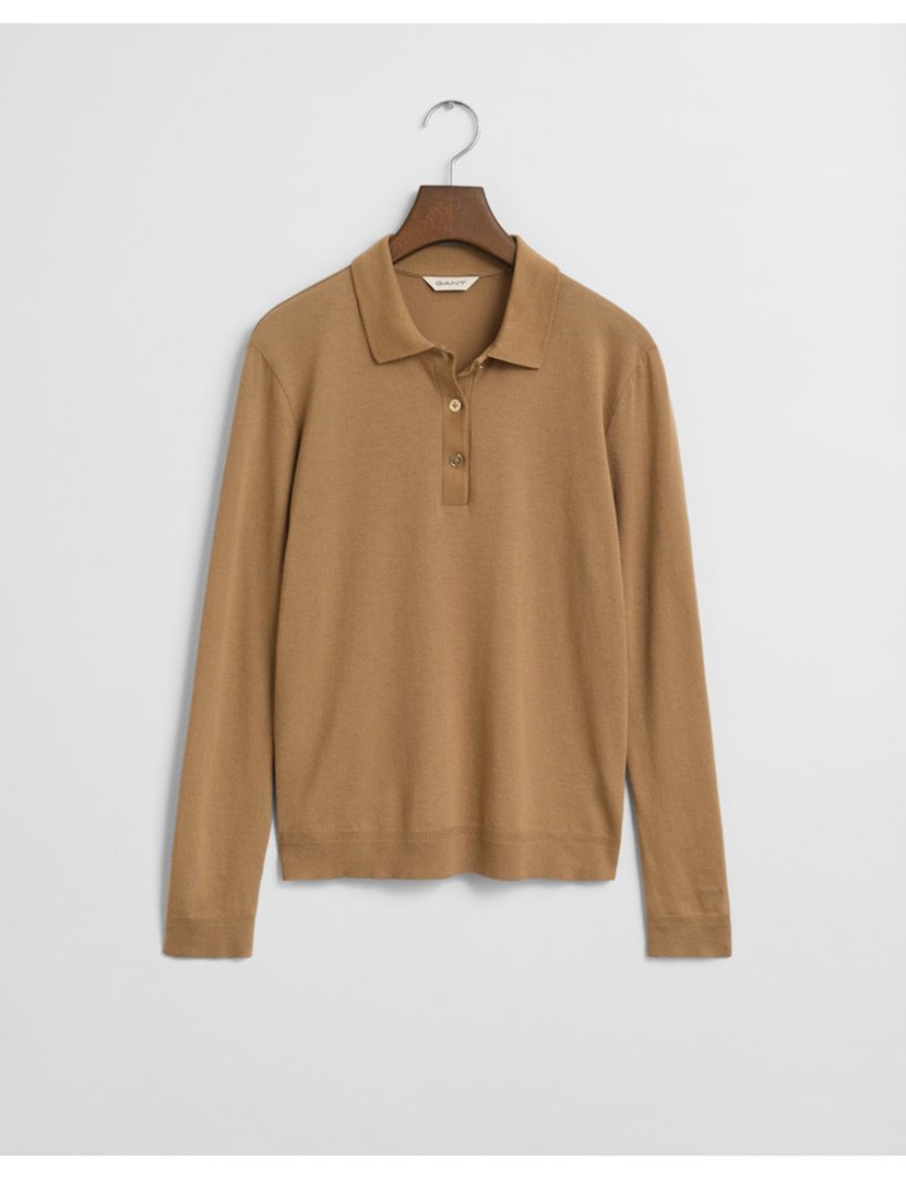 Pólo de manga comprida Castanho