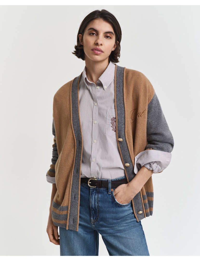 Cardigan Varsity de malha com butões Vermelho