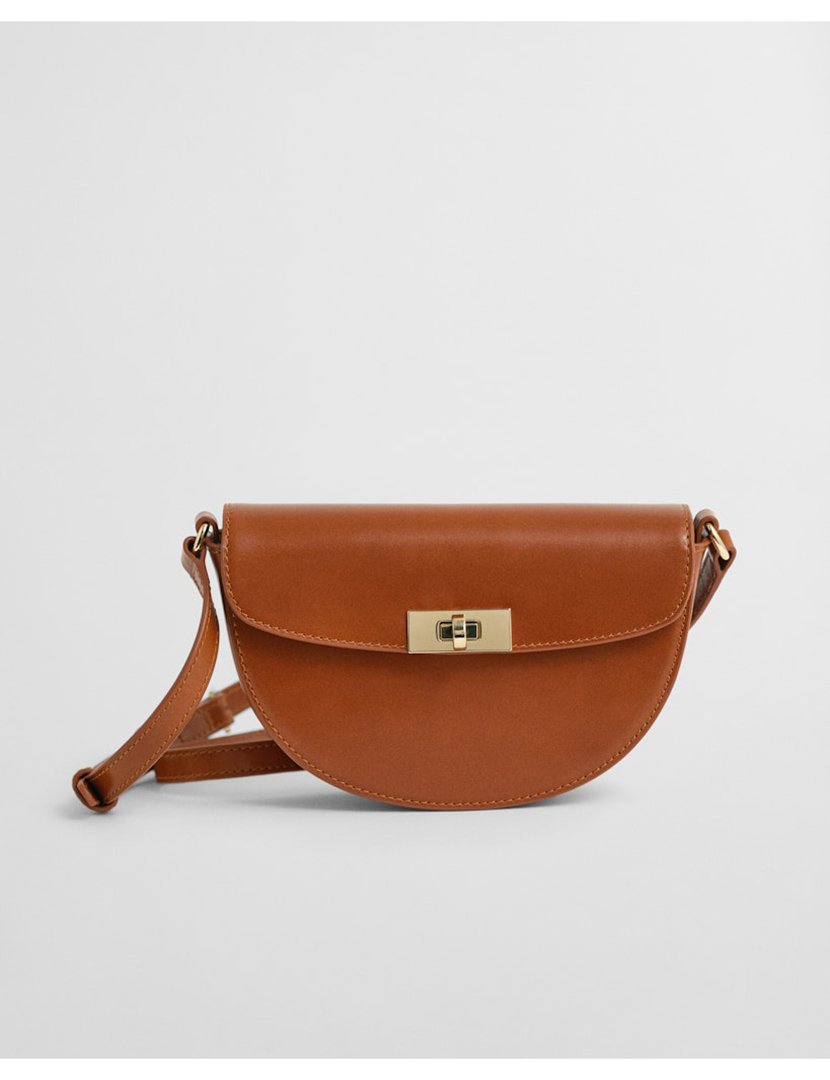 Bolsa de ombro de pele Castanho