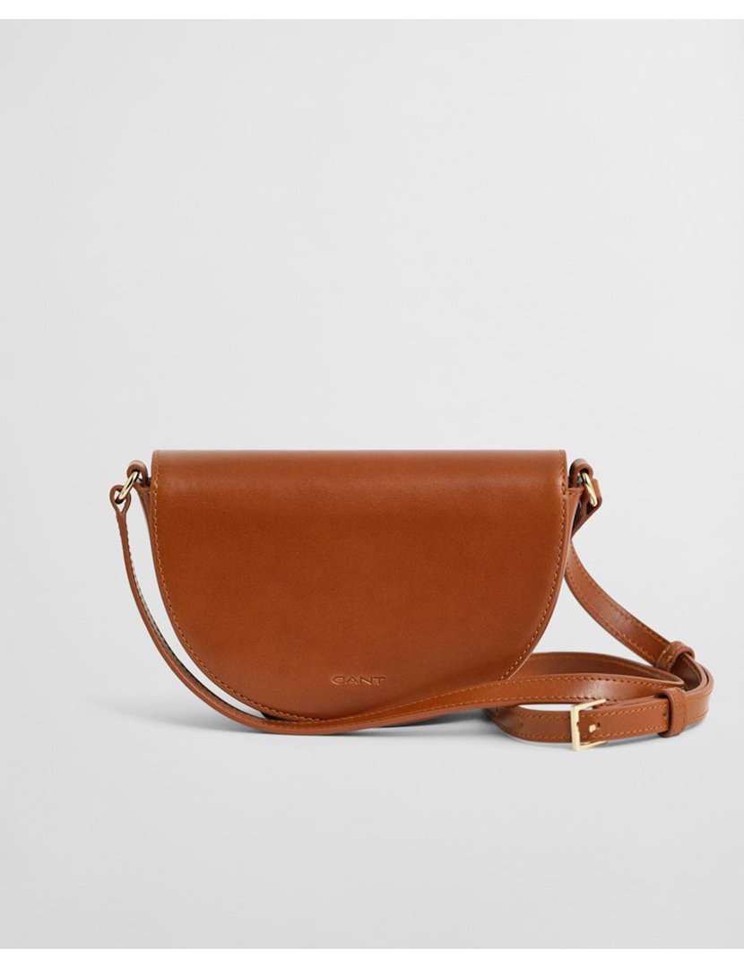 Bolsa de ombro de pele Castanho