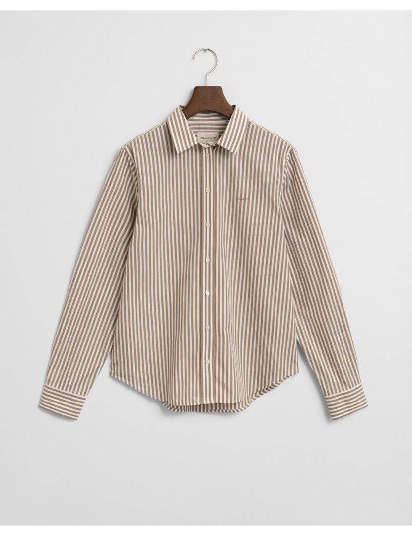 Camisa de manga comprida clássica riscas Bege