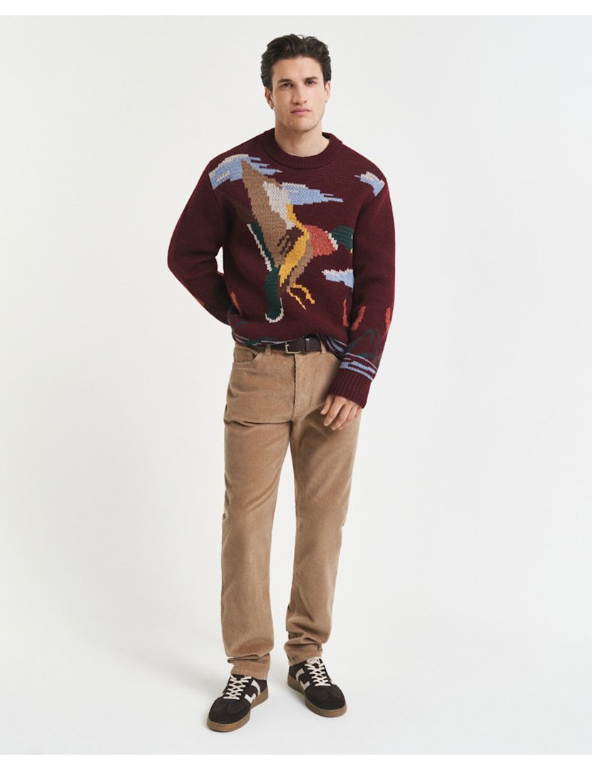 Calças regular cord Castanho