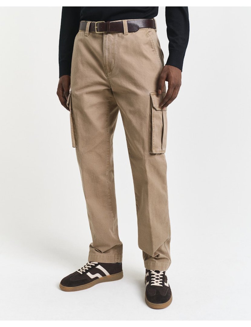 Calças Cargo Regular Twill Castanho