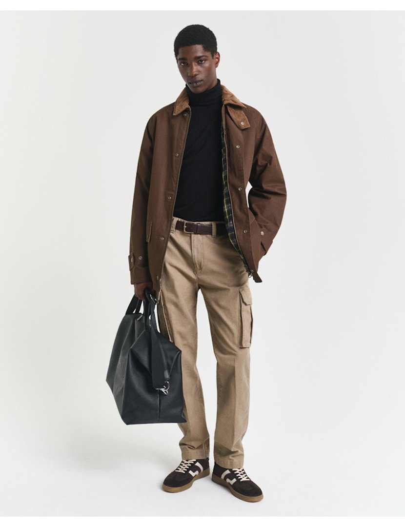 Calças Cargo Regular Twill Castanho