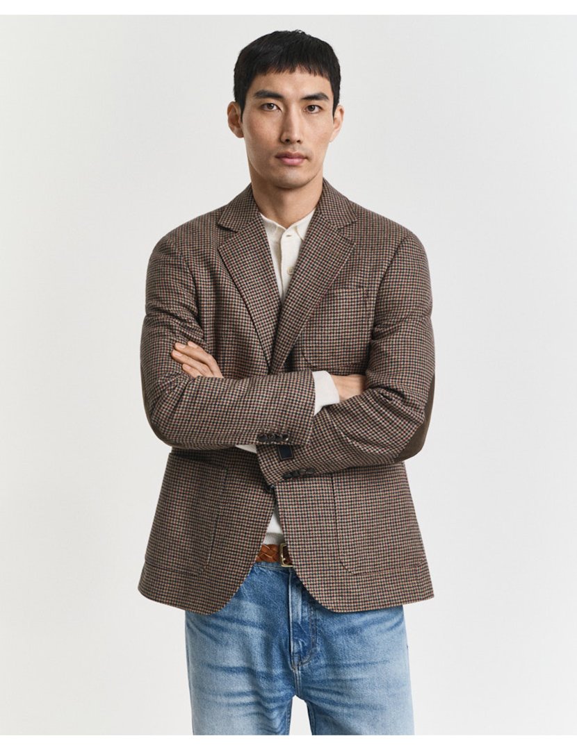 Blazer Houndstooth Castanho