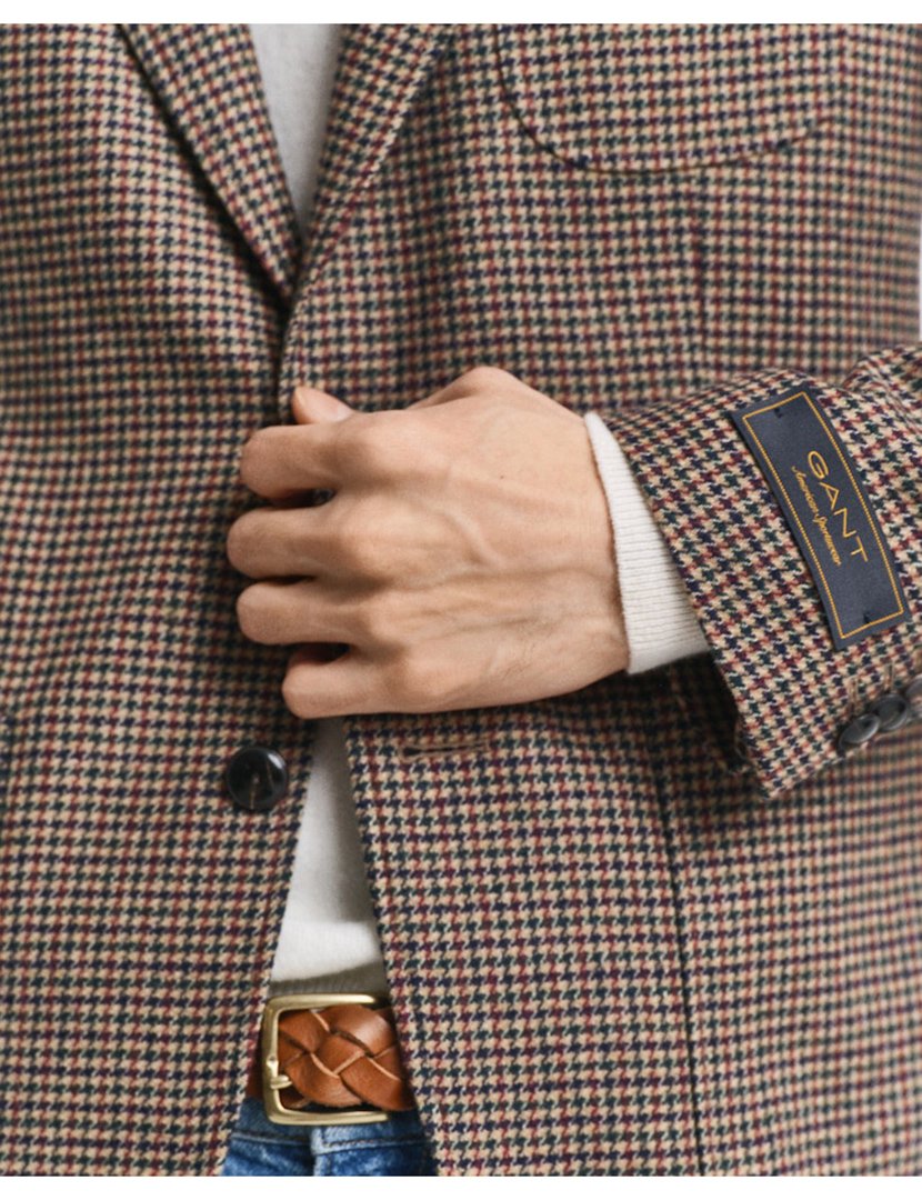 Blazer Houndstooth Castanho